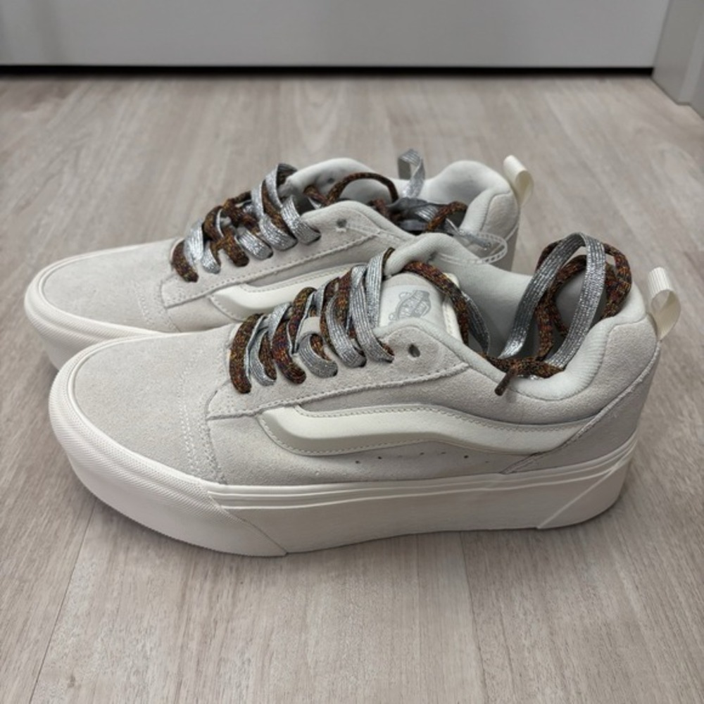Vans Knu Stack White Chunky Platform Skater Y2K Suede Shoes Women 10 Men 8.5 NEW